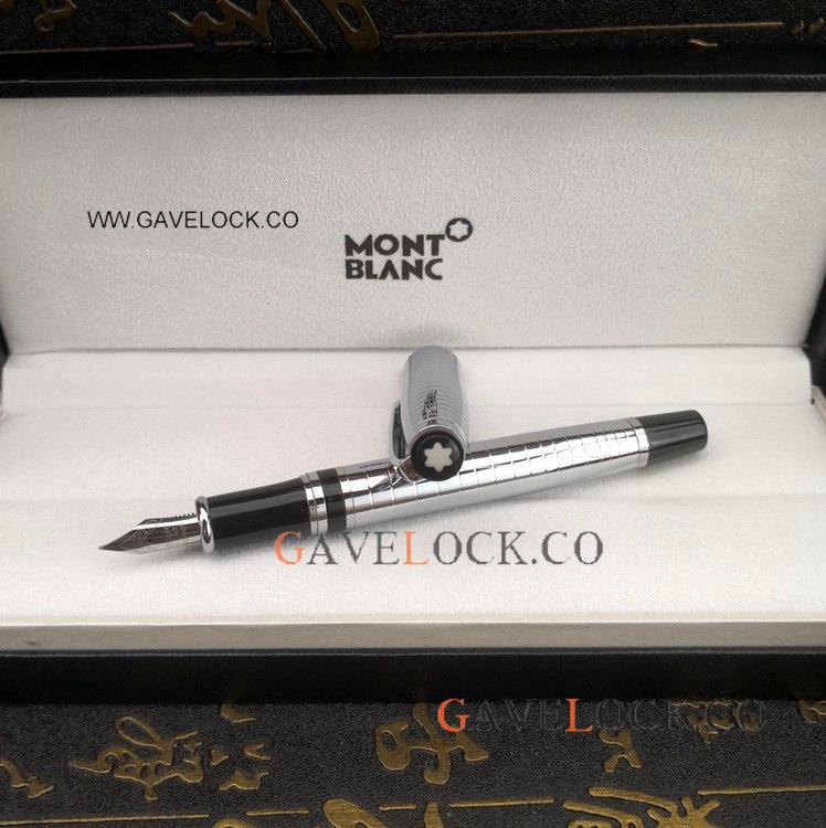 AAA Copy Writers Edition Montblanc Fountain Pens - Silver Steel AAA Copy Writers Edition Montblanc Fountain Pens - Silver Steel